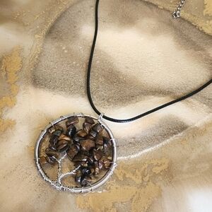 Tree of Life Tiger's Eye Pendant Necklace